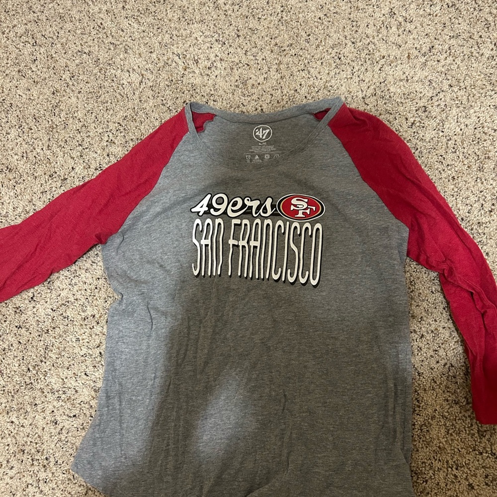 San Francisco 49ers Gray and Red Raglan Shirt